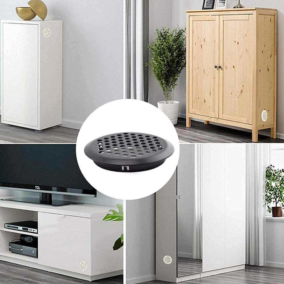 10 Stück Edelstahl-Lüftungsgitter Rund, 53 Mm | Für Schrank, Bad, Küche & Kleiderschrank | Rostfrei, Einfach Zu Montieren