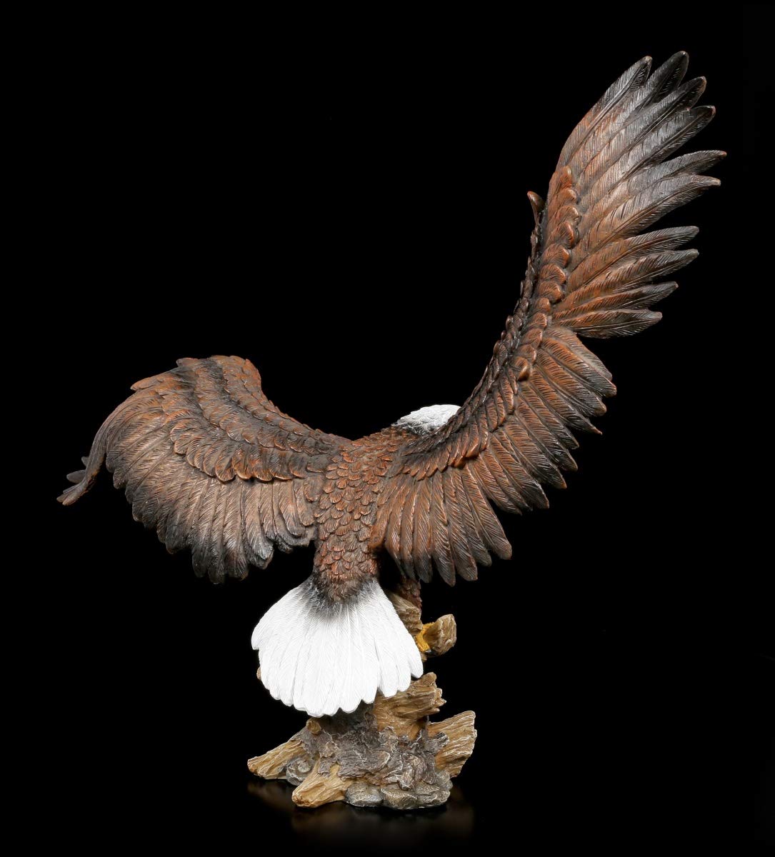 Figuren Shop GmbH Weißkopfseeadler mit ausgebreiteten Flügeln 40 cm | Adler-Dekofigur, handbemalt