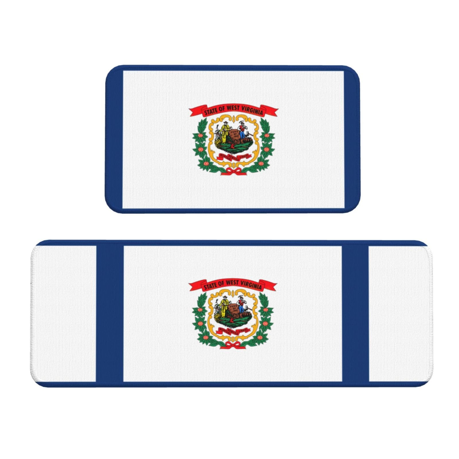 Alfombras de cocina antideslizantes con bandera de Virginia Occidental, juego de 2 tapetes EdWal
