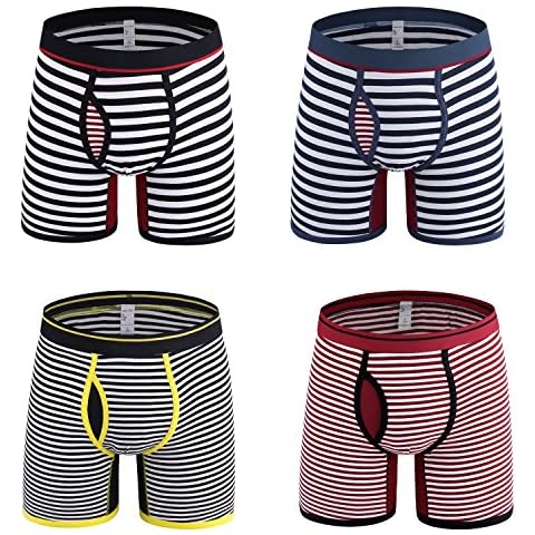 Nuofengkudu Hombre Chico Adolescente 4 Pack Raya Print Bóxers Ajustados Braguitas Ropa Interior Mutande Deporte Elástico Pantalones Cortos Boxers Cover