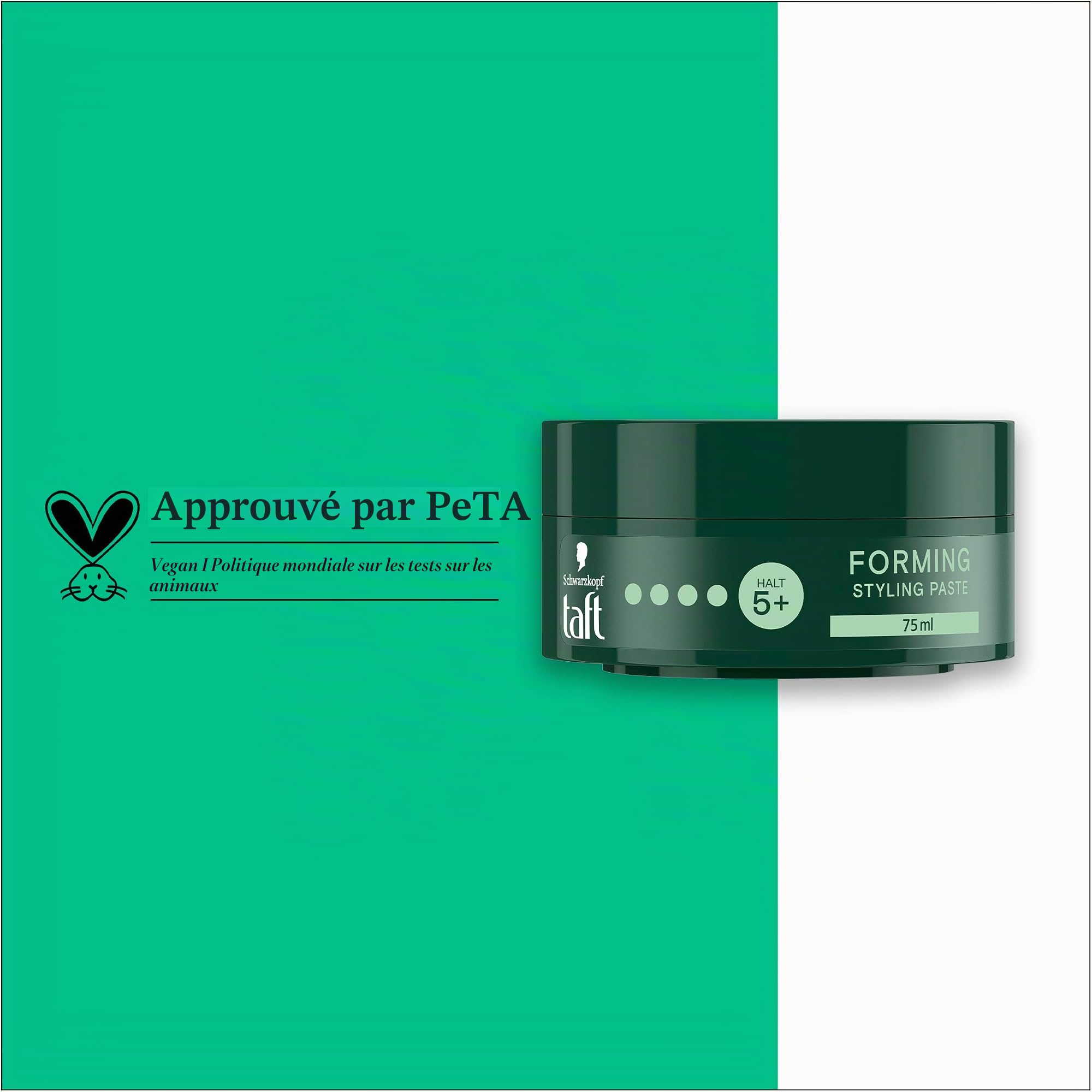 Schwarzkopf TAFTPaste Forming Pâte coiffante (2 x 75 ml) pour des looks inachevés, douce pour les cheveux et le cuir chevelu, pâte végétalienne