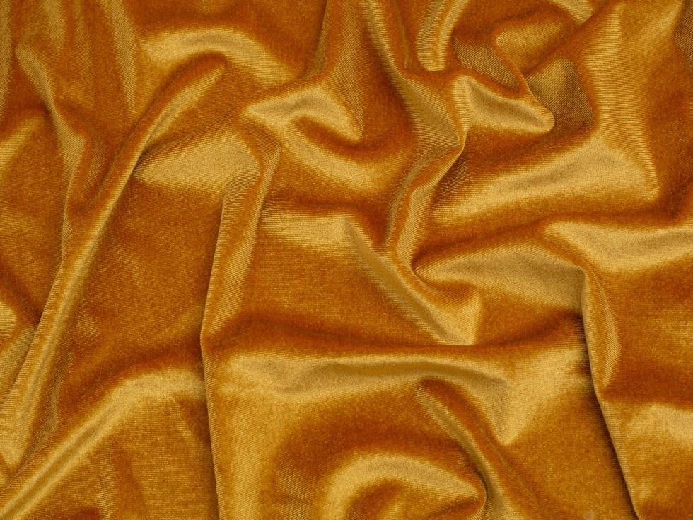 Minerva Velvet Stretch Knit Fabric Gold - per metre