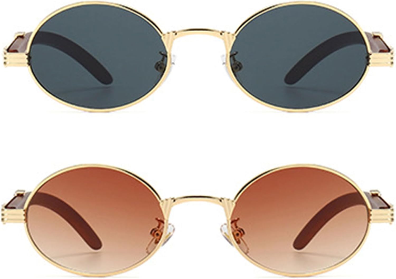 Vintage Round No Polarized Sunglasses Unisex Retro Metal Circle Tinted Lens Sun Eyeglasses for Women Men