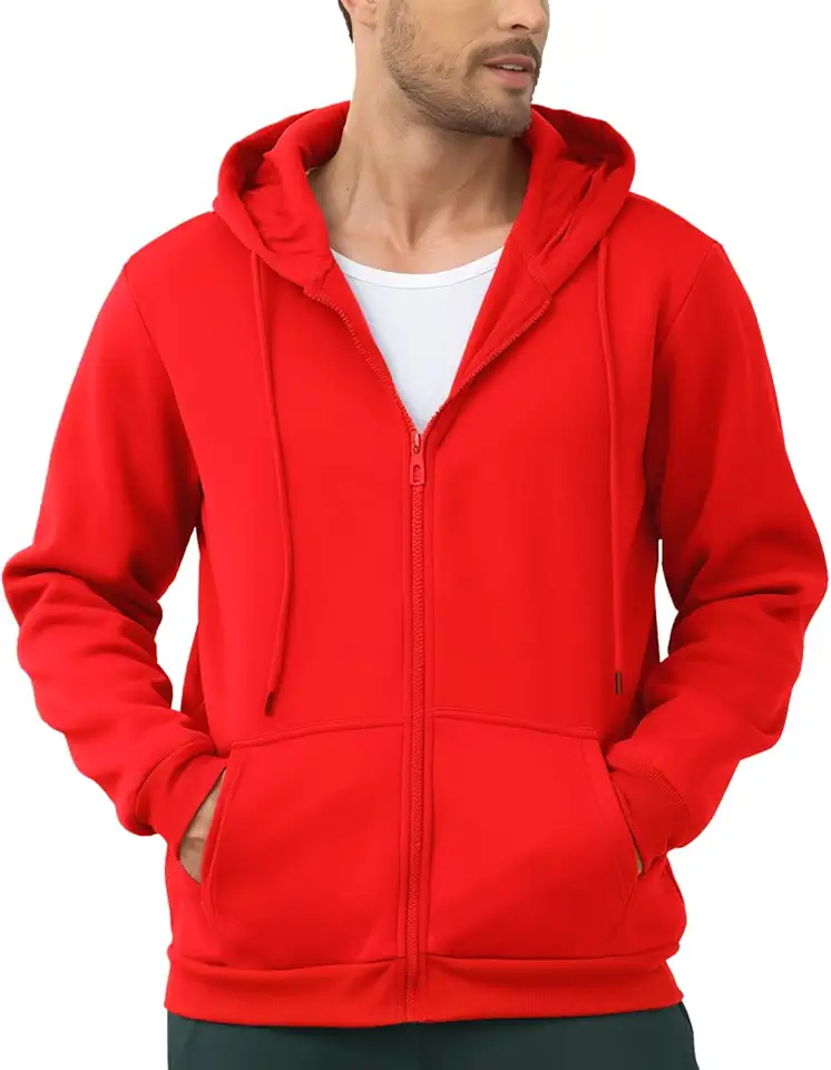 JIHUILAI Men's Fleece Hoodies with Zipper Lightweight Long Sleeve Active Mens Jackets Sports Full Zip Sweatshirts, S-3XL