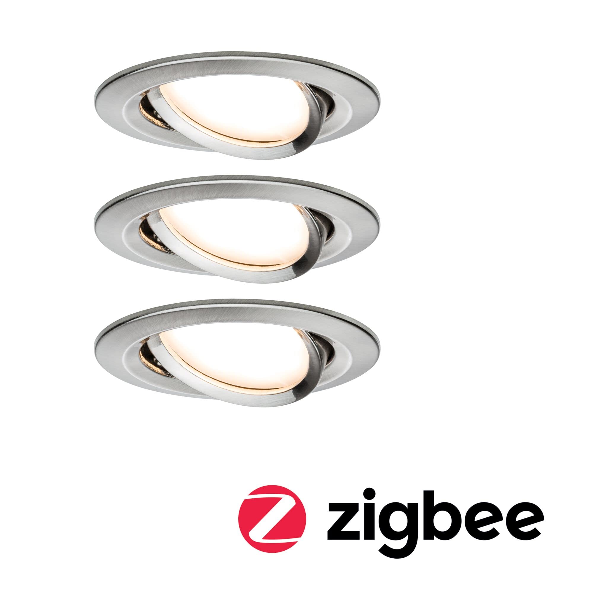 Paulmann 92959 SmartHome Zigbee Einbauleuchten-Set LED Coin Nova Plus 3x6,5W dimmbar Eisen gebürstet