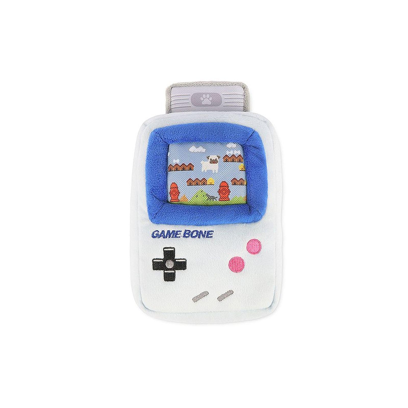 P.L.A.Y. Cute Plush Dog Toys - 1990s Classics Themed Durable 2-in-1 Squeaker Chew Toy, Great for Puppies & Small, Medium, Large Dogs - Machine Washable, Recycled Material (Game Bone Handheld Console)