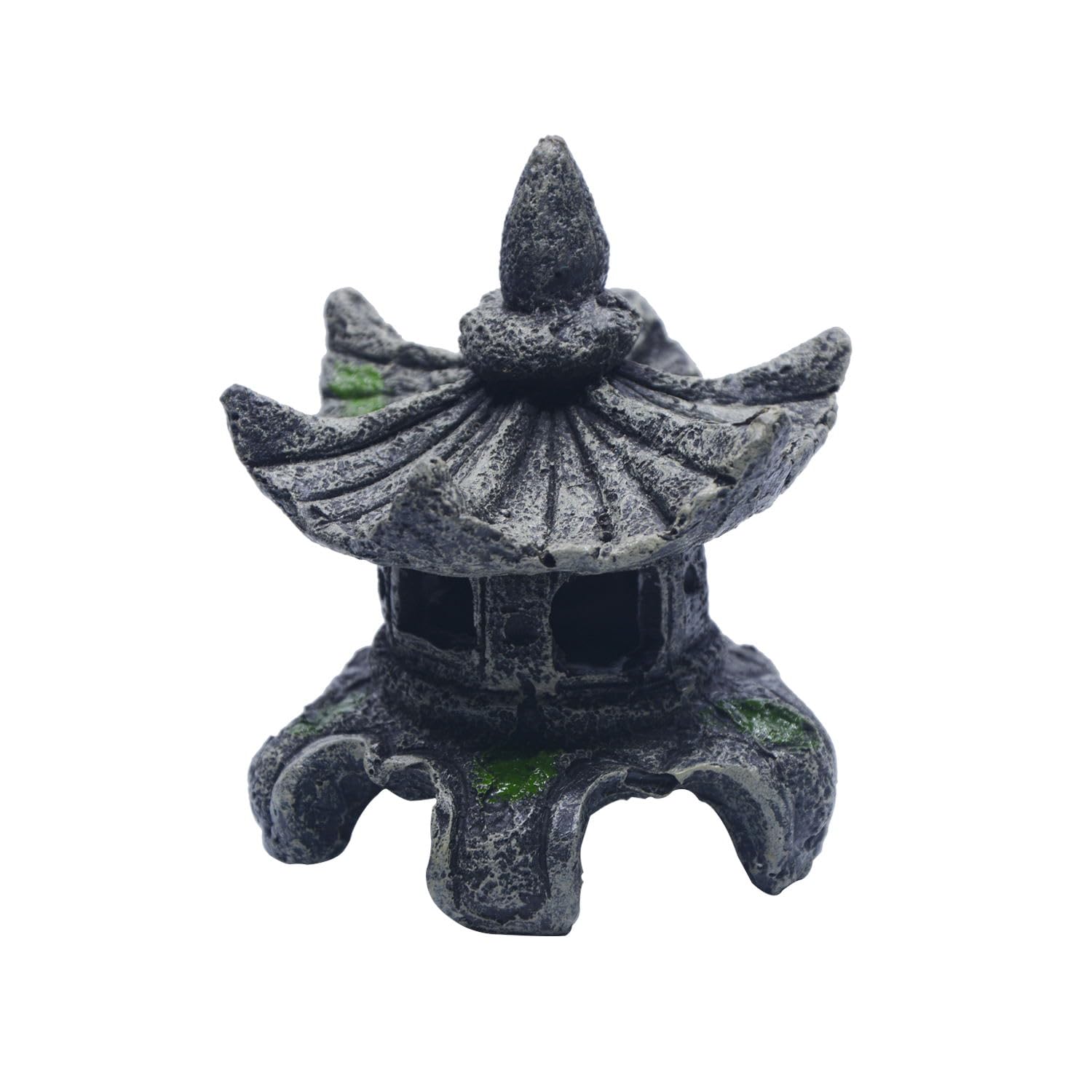 Saim Resin Asian Style Pagoda Lantern Statue, Zen Garden Decor, Fish Tank Mini Decoration, Green