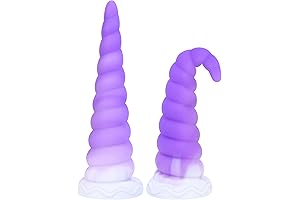 TUFEEL Anal Beads Training Cone, Liquid Silicone Purple Training Dildo