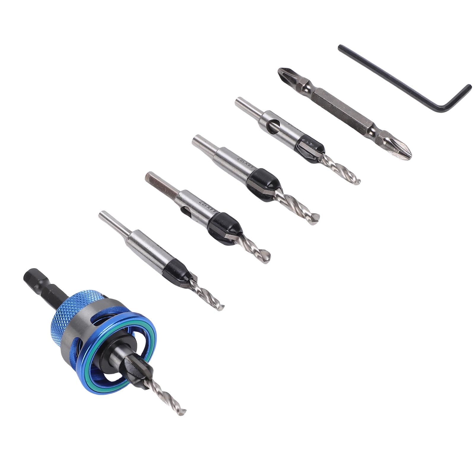 M2 Senkerbohrer-Set, Schnellspanner, Sechskantschaft, Tiefenbohrer-Set für präzise Holzbearbeitung und Heimwerkerprojekte