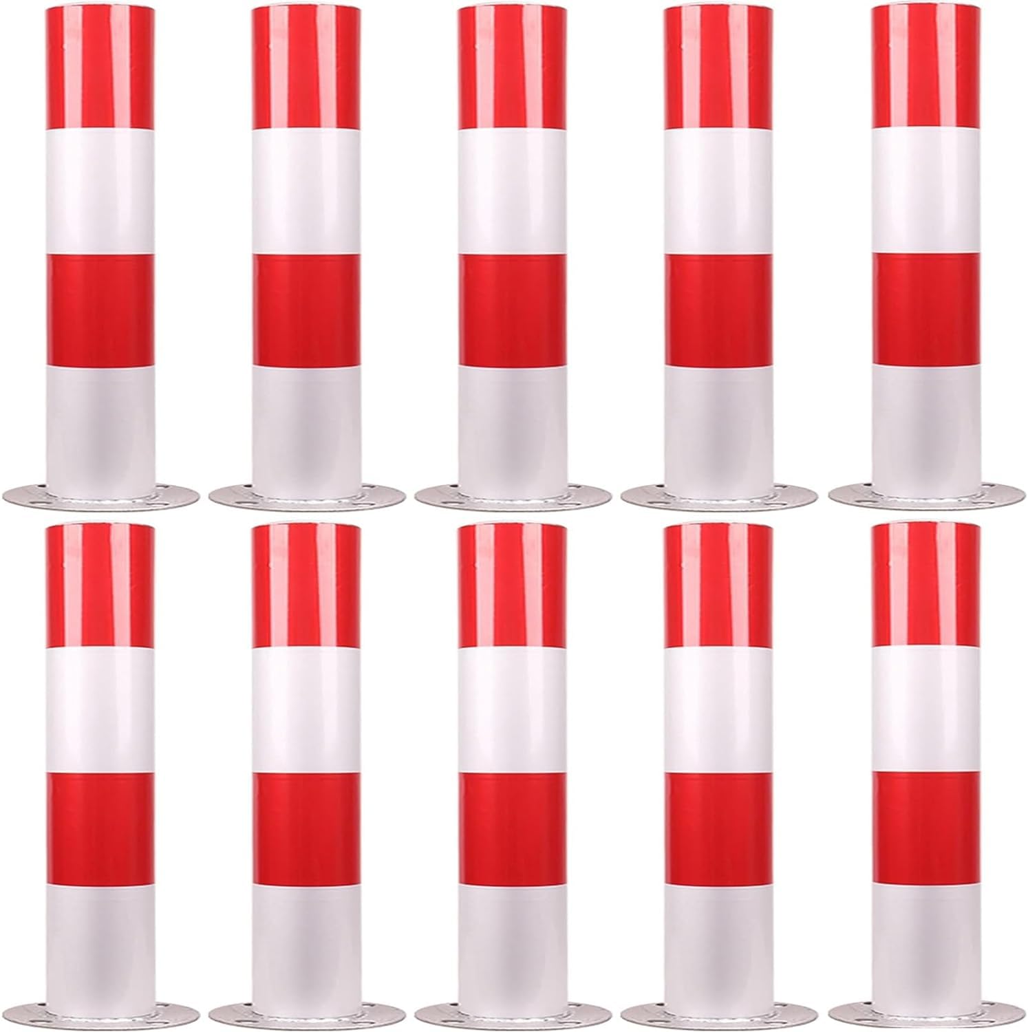 LYDBMYT Bollard Post White Red, Parking Bollards for Traffic Control, Traffic Posts 1 2 4 6 8 10Pack, Outdoor Traffic Control Barriers,White+Red D89Mm-H75Cm 10Pc
