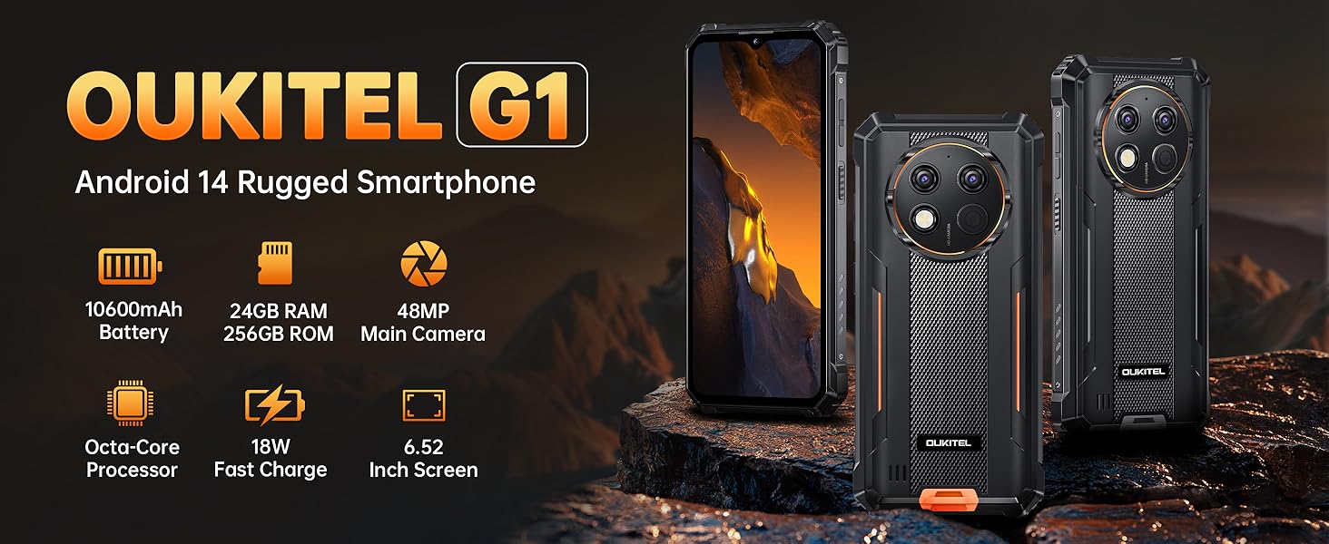 OUKITEL G1 24GB+256GB スマートフォン Oukitel G1 丈夫スマートフォン 24GB/256GB ブラック OUKITEL G1