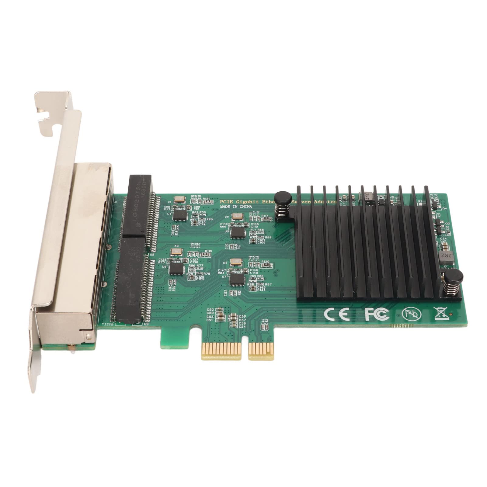 Aramox Carte Réseau Largement Utilisée de 4 Ports PCIe pour Le PC, Carte d'Ethernet de Gigabit de 4 Ports