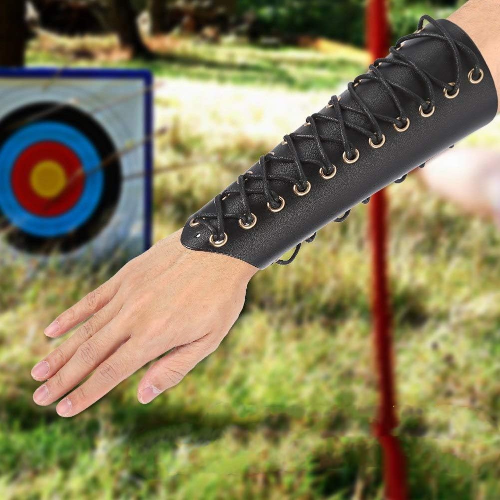 Antilog Arm Gurad, Archery Arm Guard Bracer Hunting Shooting Lace-up Leather Armguard(Black) : Sports & Outdoors