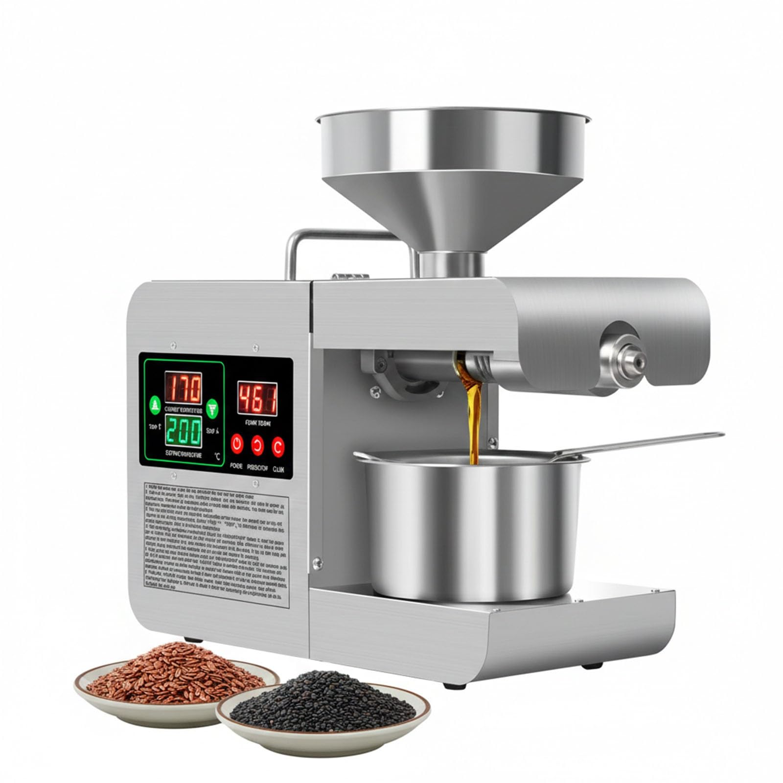 Aioneer Oil Presser - 820W Cold And Hot Extraction Machine With Digital Temperature Panel, Automatic Seed Expeller For Nuts And Seeds
