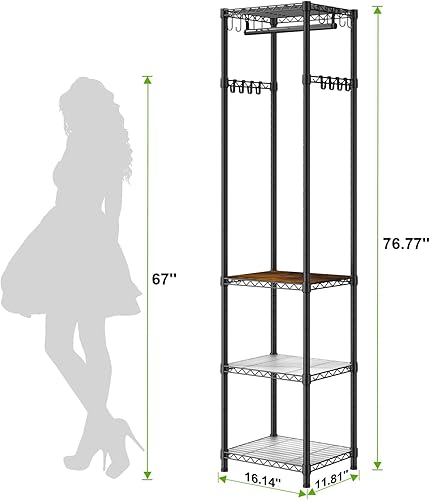 Miniatura 5 de R1 Perchero de Servicio Pesado para Ropa, Percheros para Ropa para Colgar Prendas, Perchero de Prendas con Estantes de Almacenamiento, Perchero