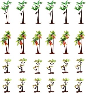 YOUUGIOR 24PCS 3-6 INCH Model Scenery Landscape Rainforest Coconut Trees,Cake Topper Decorations