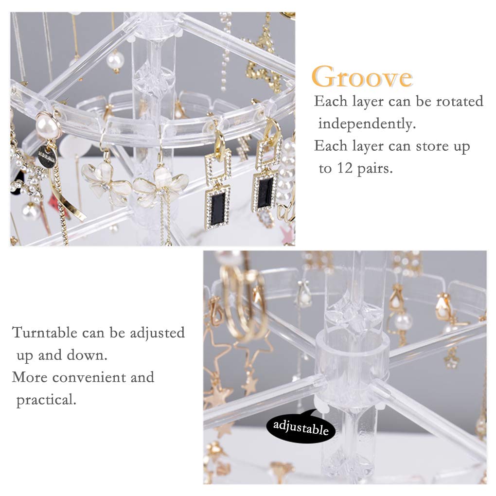 Rolin Roly Transparent Rotating Earring Hanger Stud Earring Storage Organizer Jewelry Holder Display Stand Large Earring Storage Organizer - Image 3