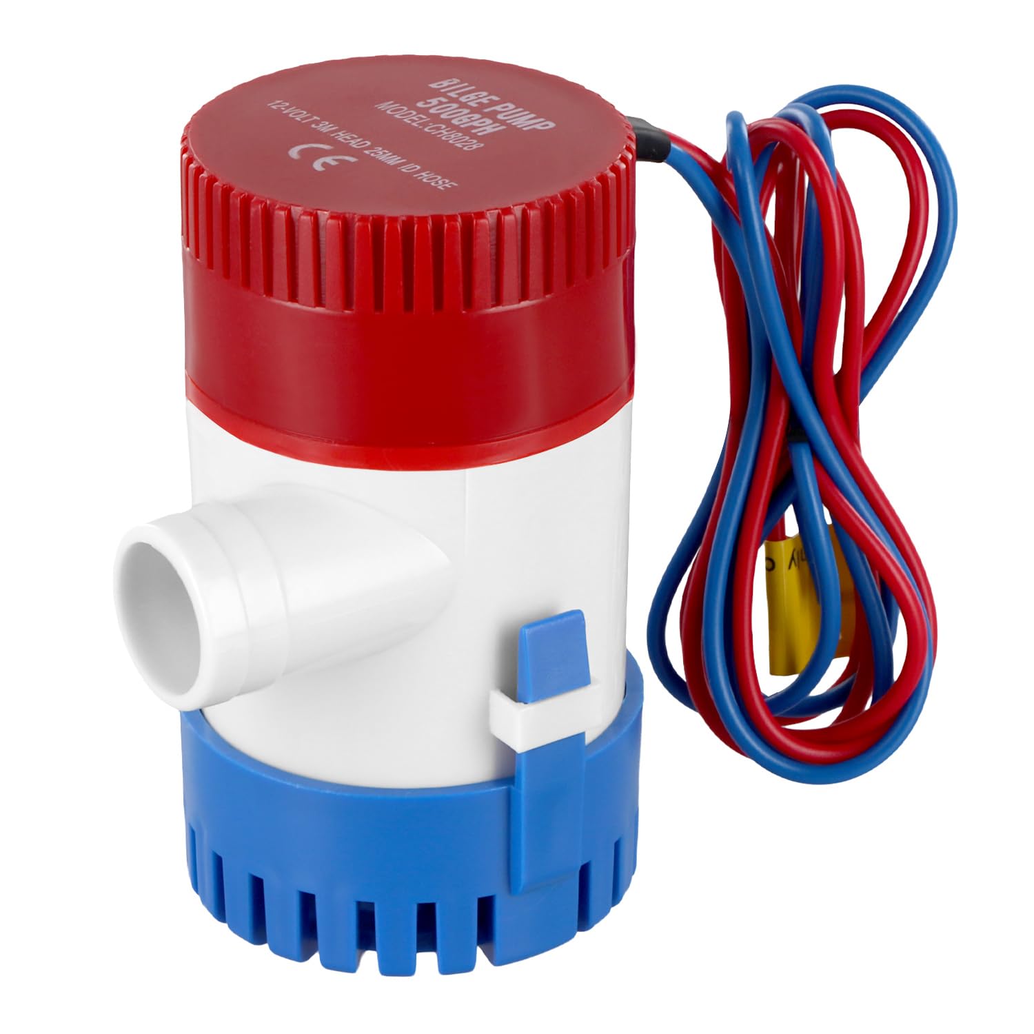 QWORK® 12V 500GPH Bilge Pump for Marine Boats, Yachts, Caravans - Submersible Water Pump for Fresh, Salt and Dirty Water