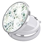 Nipichsha Pill Box, Small Pill Case for Purse & Pocket, Cute Travel Medicine Organizer, Portable Medicine Container Holder to Hold Vitamins, Medication, Fish Oil & Supplement, Eucalyptus Leaf