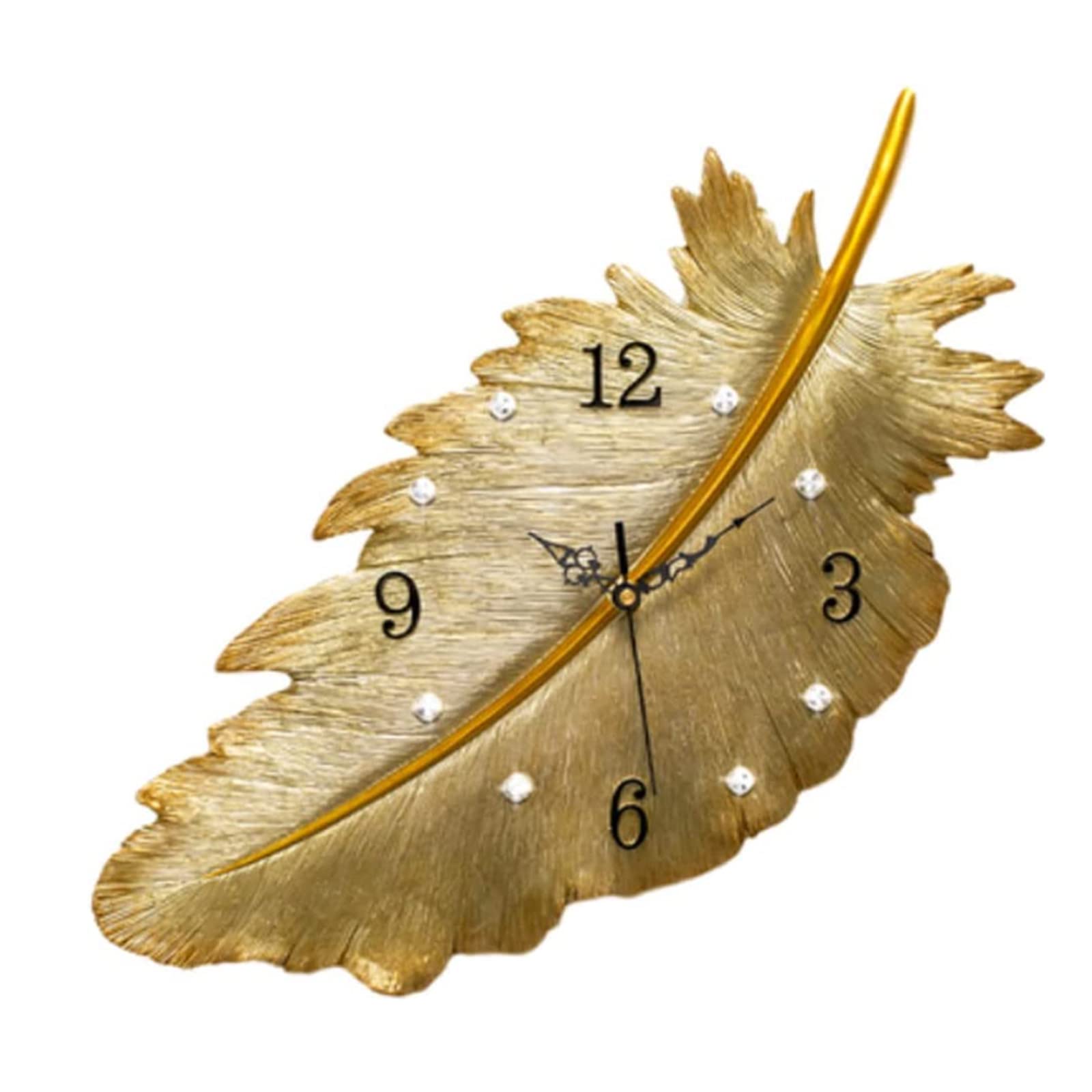 Feather Wall Clock Nordic Modern Gold Decorative Wall Clock Silent Living Room Dining Room Bedroom Room Clock Art Wall Clock