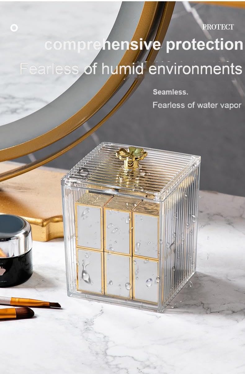 3 Pack Acrylic Qtip Holder Dispenser for Cotton Swabs Balls Pads Floss Picks, Bathroom Canister Storage Organizer, Acrylic Canister Apothecary Jar Set, Makeup Storage Organizer