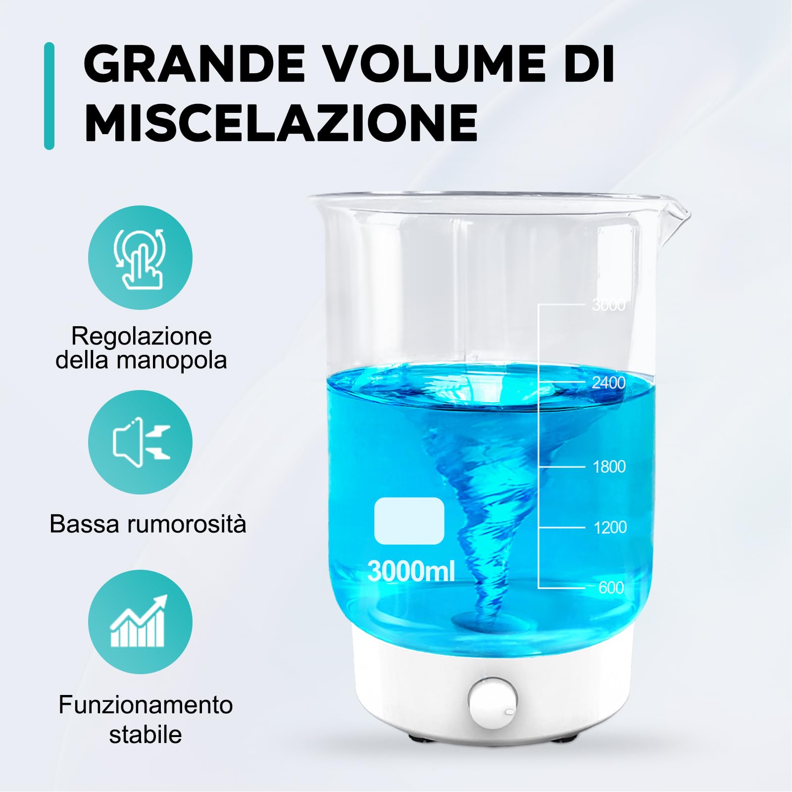 LAB FISH Agitatore Magnetico 200-1800PRM Miscelatore Magnetico con Agitazione Massima 3000ml per Laboratorio e Birra Domestica