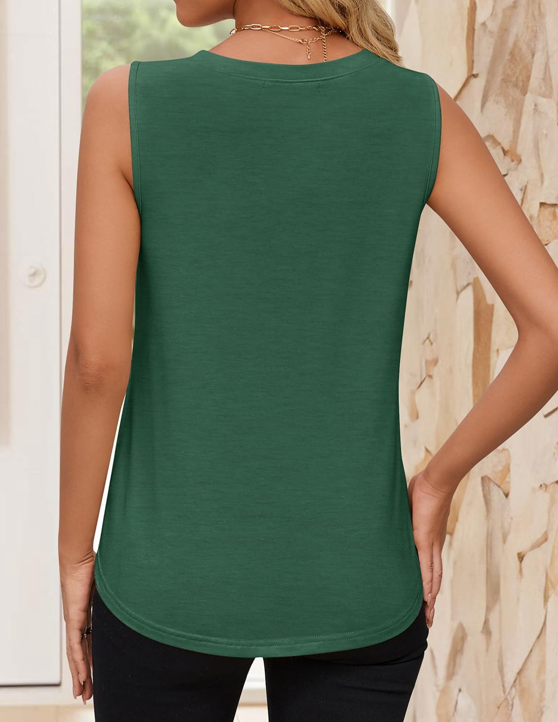 ZESICA Women's Summer Pleated Tank Top Sleeveless Crewneck Business Casual Loose Tops Shirts 2026 Fashion Clothes Outfits - Image 6