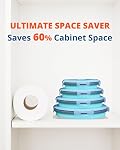 Lunememo 8 Pack Collapsible Silicone Food Storage Containers with Lids, Freezer & Dishwasher Safe, Foldable Lunch Box for Camper, Leftovers, Snacks, Meals, Blue