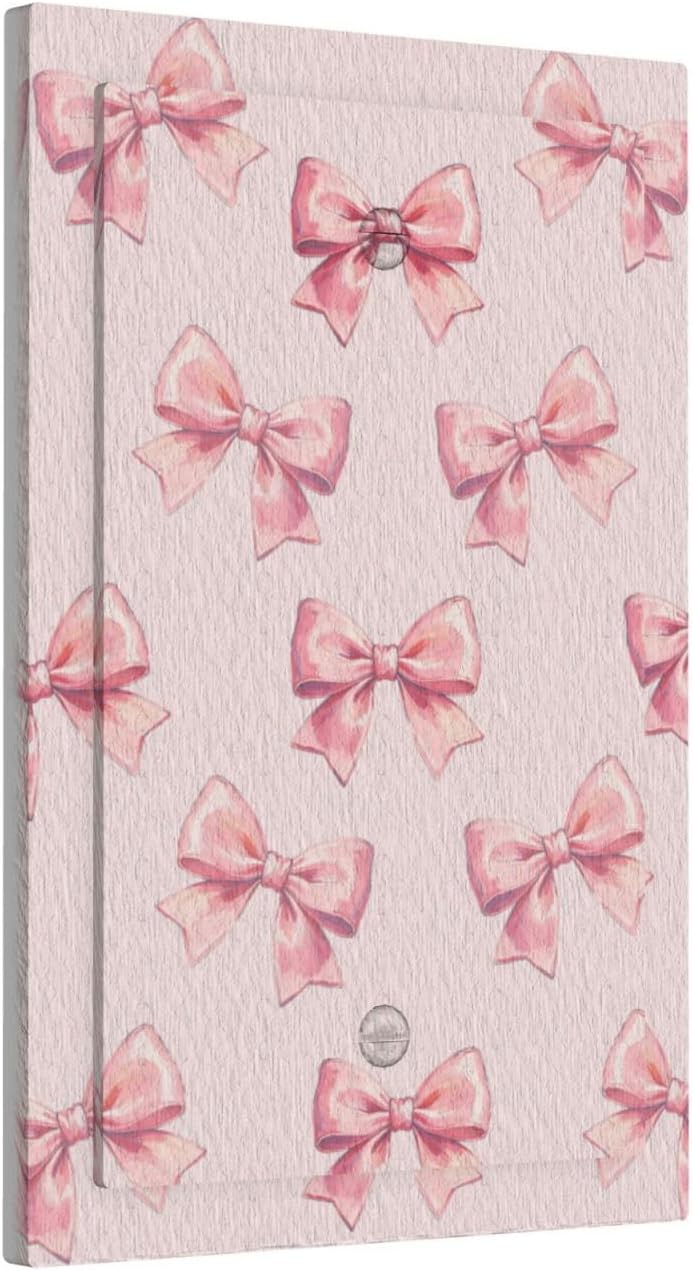 Decorative Light Switch Cover Plate Pink Bow 1 Gang No Device Single Blank Outlet Covers Wall Plates for Electrical Outlets Faceplate for Girl‘s Room Bedroom Home Decor