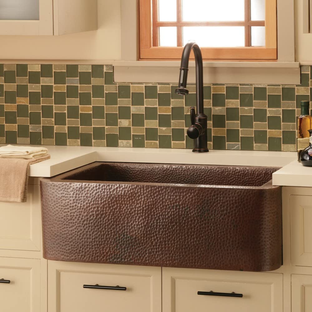 Native Trails CPK273 Farmhouse Apron-Front Copper Kitchen Sink, 33