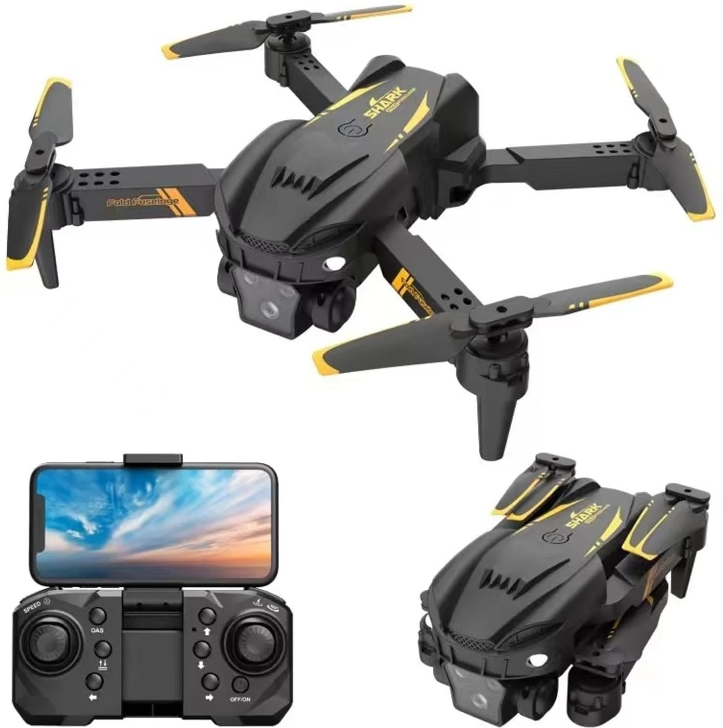 SUPER TOY S6 Pro Foldable Drone with HD Dual Camera, Optical Flow Positioning, 360° Flip, Headless Mode, LED Lights & Modular Battery for Kids and Adults-image-1