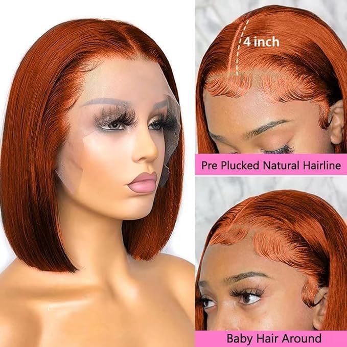 Human Hair Straight Bob Lace Front Wig, Pre-Plucked 13x4 Glueless