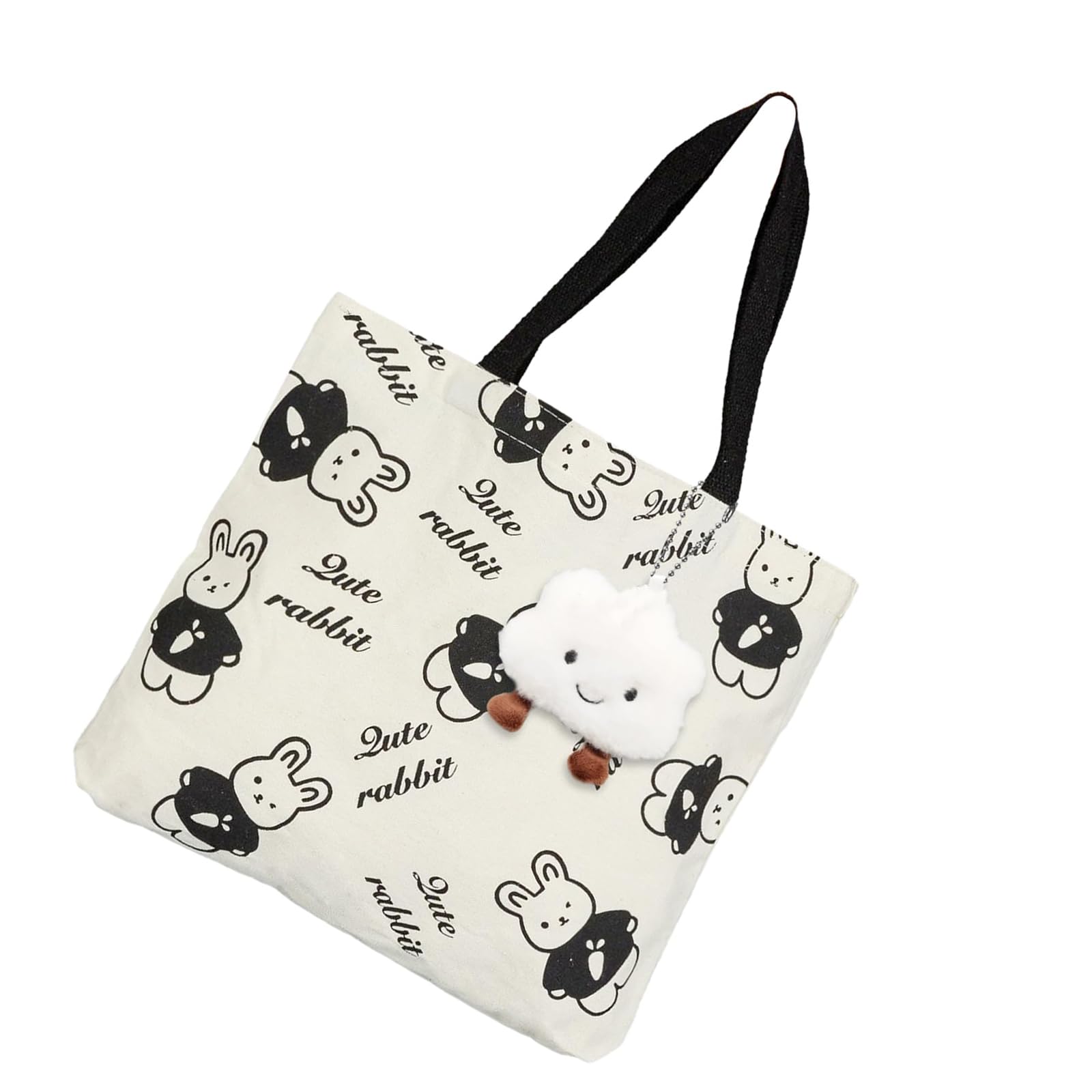 DNSHANCanvas Bag with Zip, Cute Tote Bag, Large Capacity Shoulder Bag, Foldable Handbag Reusable Shopping Bag for travel, picnic, shopping