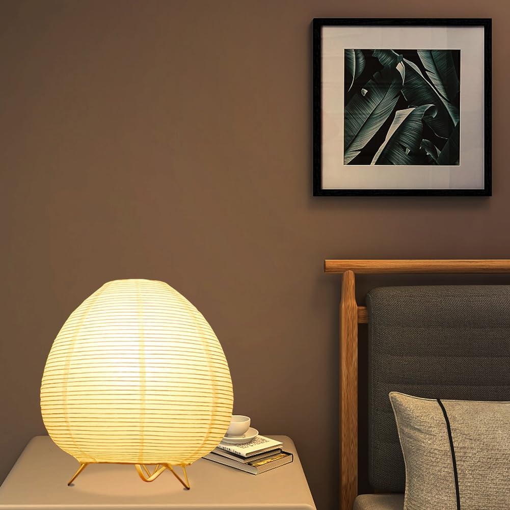 Small Table Lamp, Cute Paper Lamp, Ambient Lighting Lamp, Cozy Bedside Lamp, Minimalist Warm Glow Light for Bedroom Living Room Kids Room Dorm