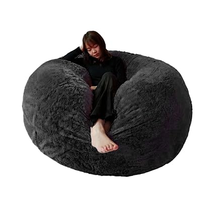 LOOM TREE 6ft Bean Bed Bag Cover Furniture Protector Solid Color Washable Couch Cover black Furniture | Bean Bags & Inflatables