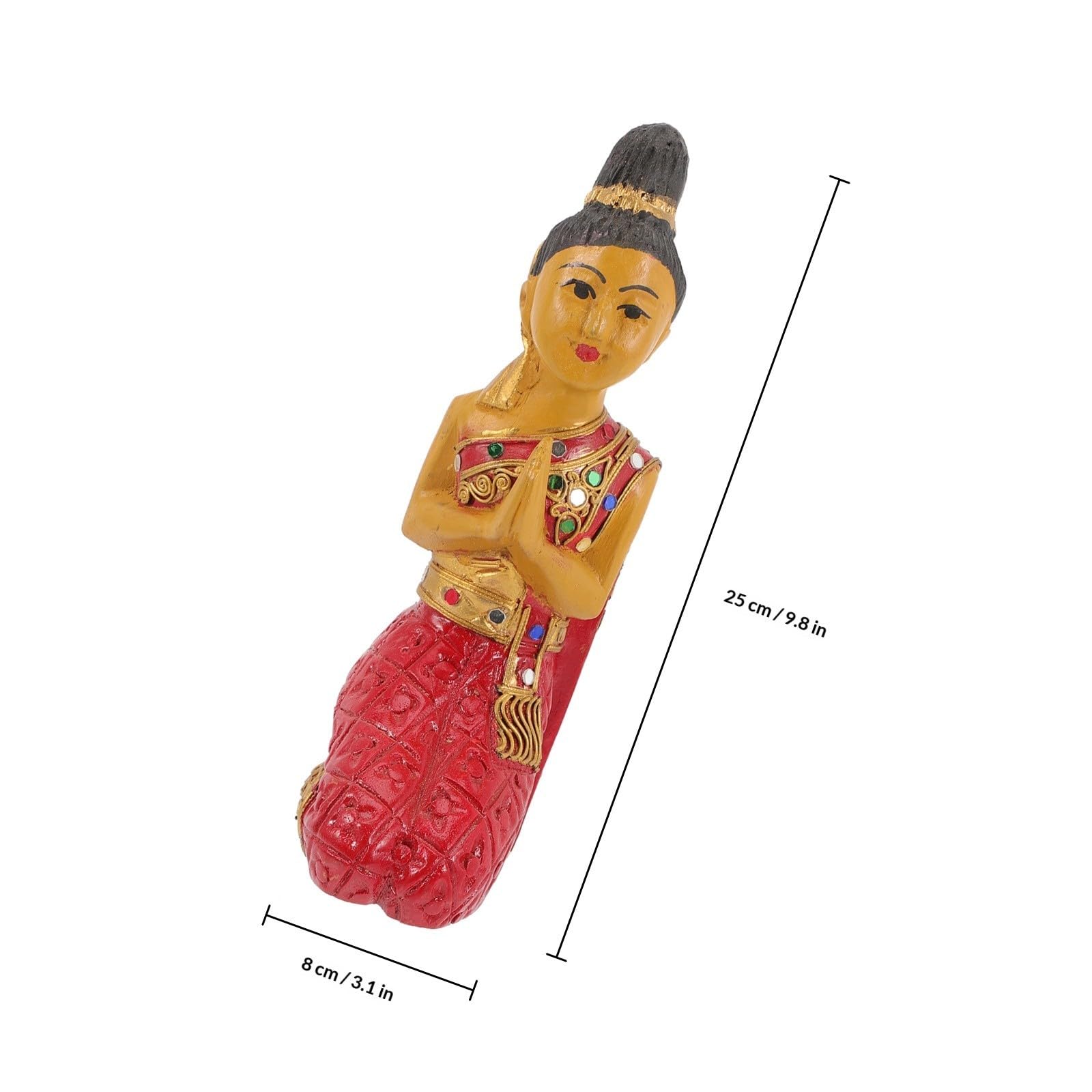VILLCASE Estatua de Buda Arrodillado de Madera Rojo Adorno de Mesa