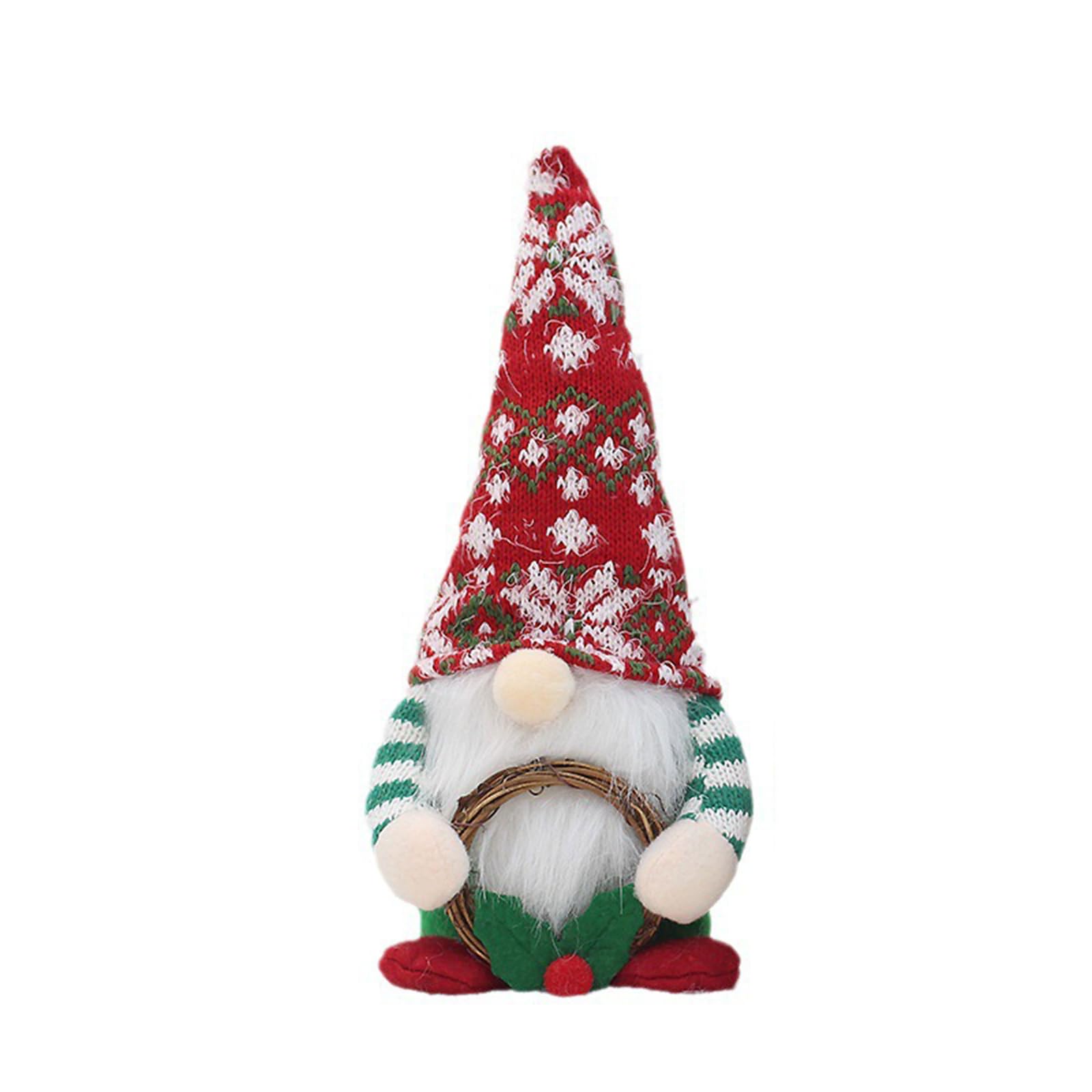 Xinsheinelry Christmas Faceless Doll with Rattan Wreath Swedish Dwarfs Ornament Decorations for Home New Year 2024 Decorations