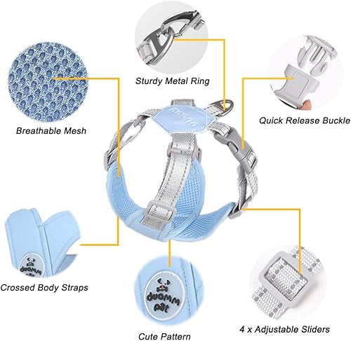 Miniatura 2 de FEimaX Arnés para perro con marco en X para mascota, juego de arnés sin tirones, ajustable, reflectante, sin estrangulamiento, chaleco acolchado