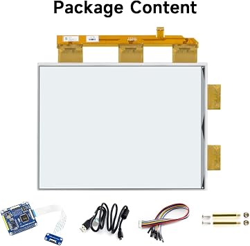Waveshare 13.3inch E-Paper E-Ink Display HAT Compatible with Raspberry Pi4B/3B+/3B/2B/B+/A+/Zero/Zero W/WH/Zero 2W 16001200 Pixels Black/White 2-16 Grey Scales USB/SPI/I80 Supports Partial Refresh