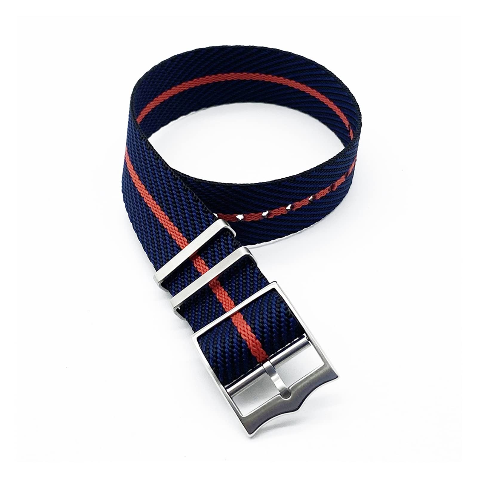 Uhrenarmband， Hochwertiges Luxus-Uhrenarmband aus Nylon mit NATO-Armband(Black navy red,22mm)