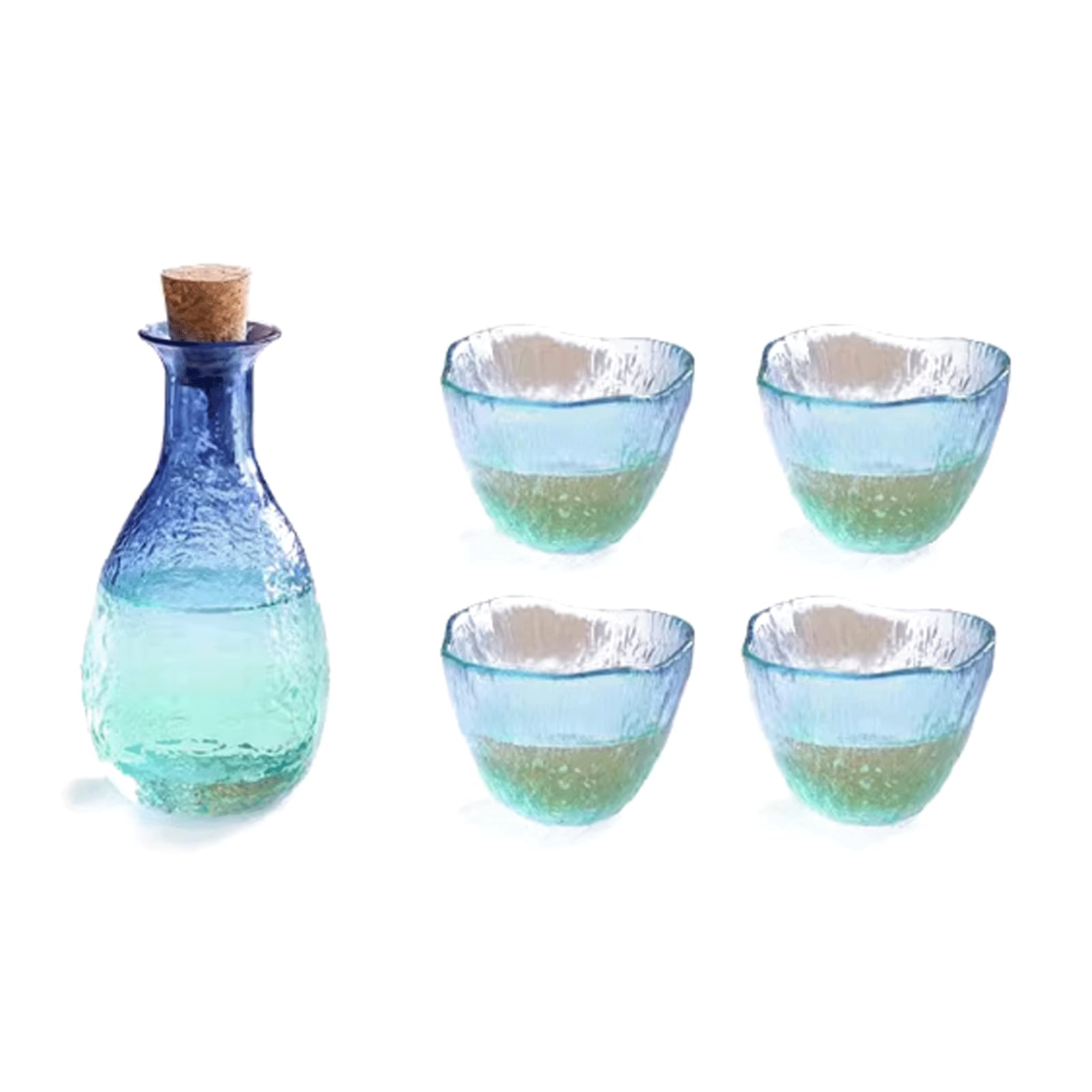 esmen Ensemble de Verres à saké en Verre Transparent, 5 pièces, Ensemble de saké Japonais Traditionnel, adapté au vin Chaud, au vin de Riz, au vin Blanc