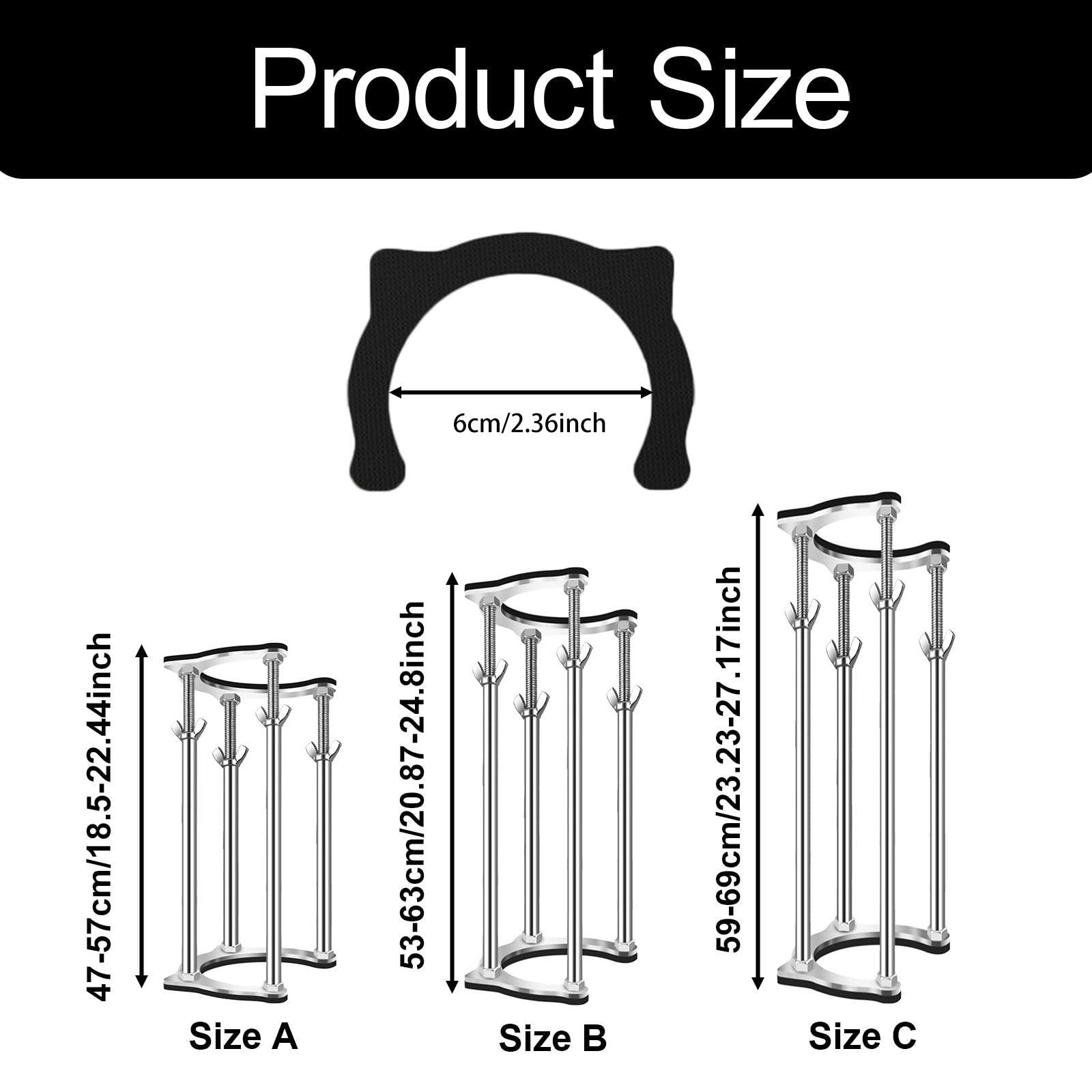 perfk Supporto Regolabile sottolavello Resistente per Accessori per WC, Installazione Rapida con 4 aste in Acciaio, Diametro Interno 6 cm, da 53 Cm a 63 Cm
