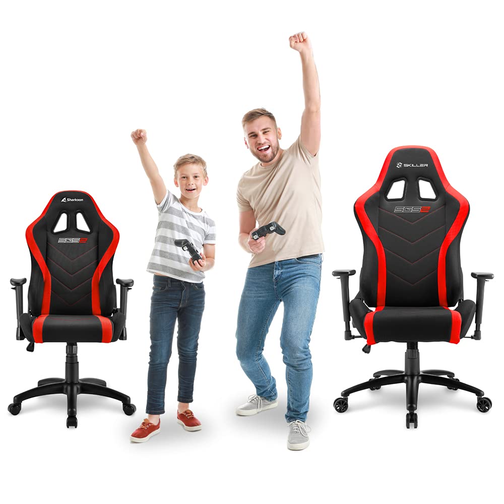 Sharkoon Skiller SGS2 Jr. Sedia da Gioco, Rosso, Piccolo
