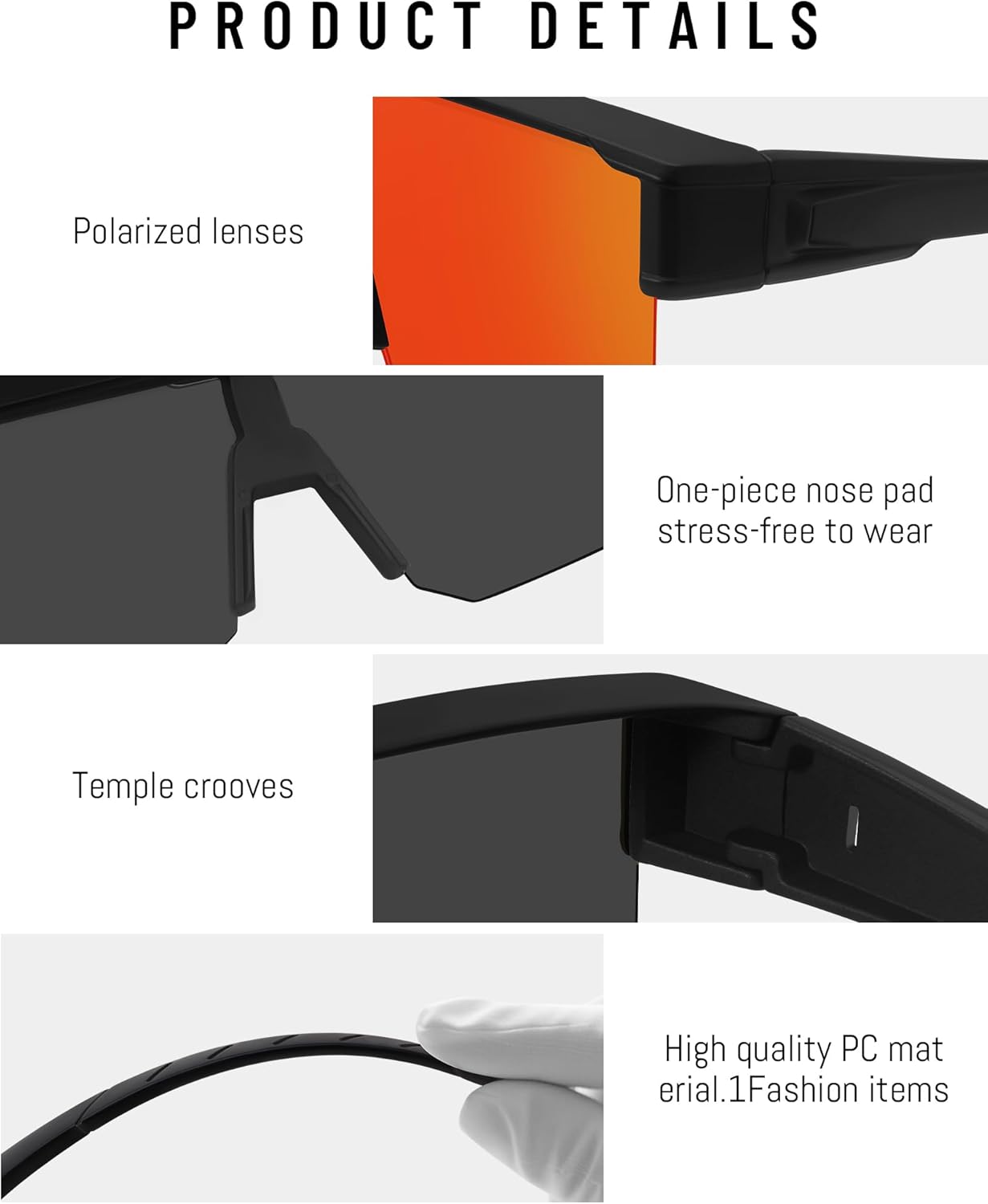 Polarized Fit Over Glasses Sunglasses for Men Women,UV400 Bike Wrap Around Fitover Shades Driving Fishing Cycling - Image 3