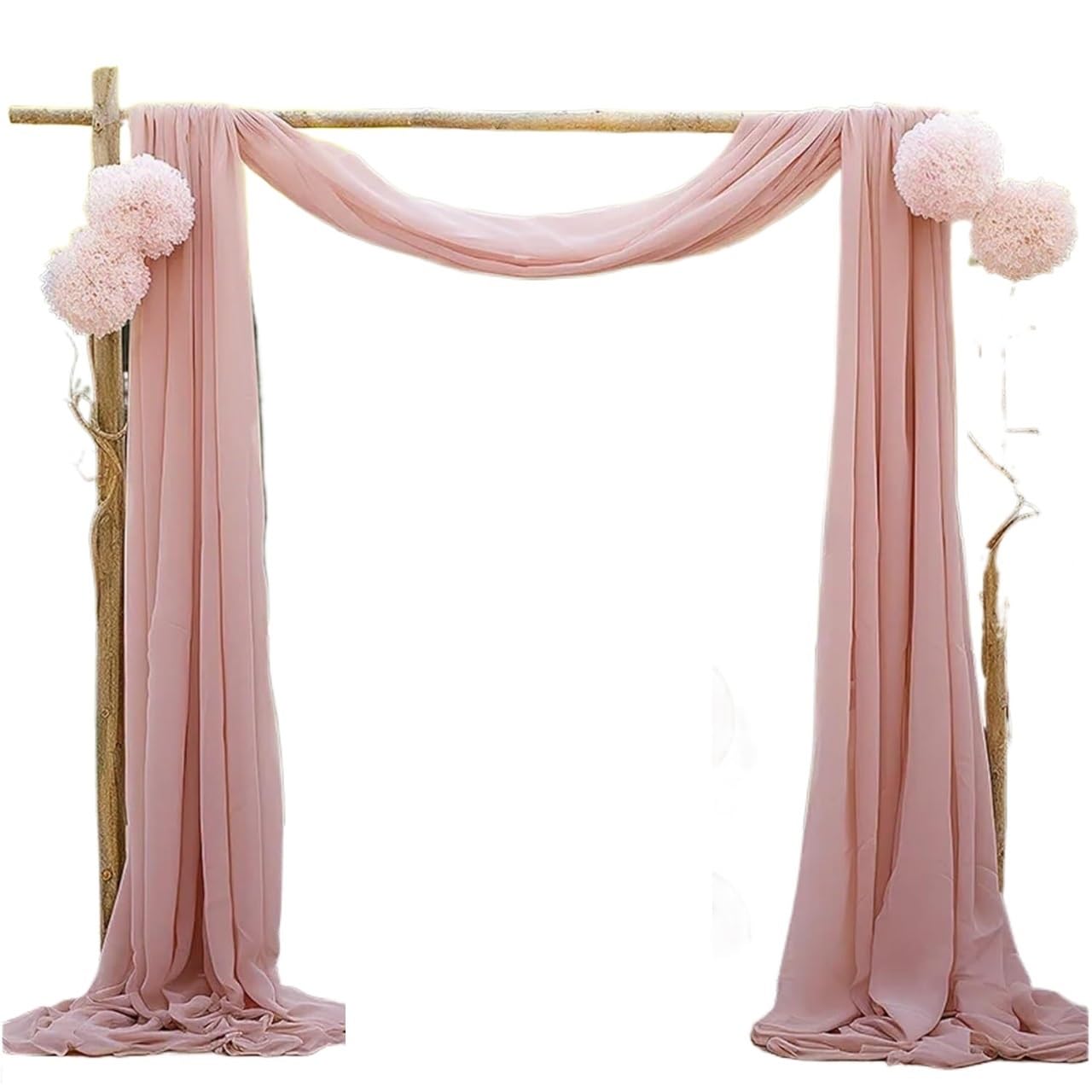 Dekoracje ślubne z zasłon, Ślubne zasłony z przezroczystym łukiem, szyfonowa tkanina wielokolorowa, wiele rozmiarów(Dirty Pink,70X1000cm)