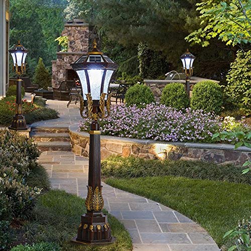Lámpara de poste solar de aluminio vintage E27 impermeable para iluminación exterior 8