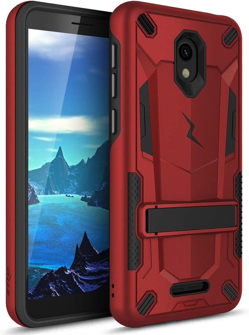 Phonelicious TCL A1 Case, Alcatel Insight Case with Kickstand Rugged Heavy Duty Durable Hybrid Shockproof Phone Cover Compatible with A501DL (Red)
