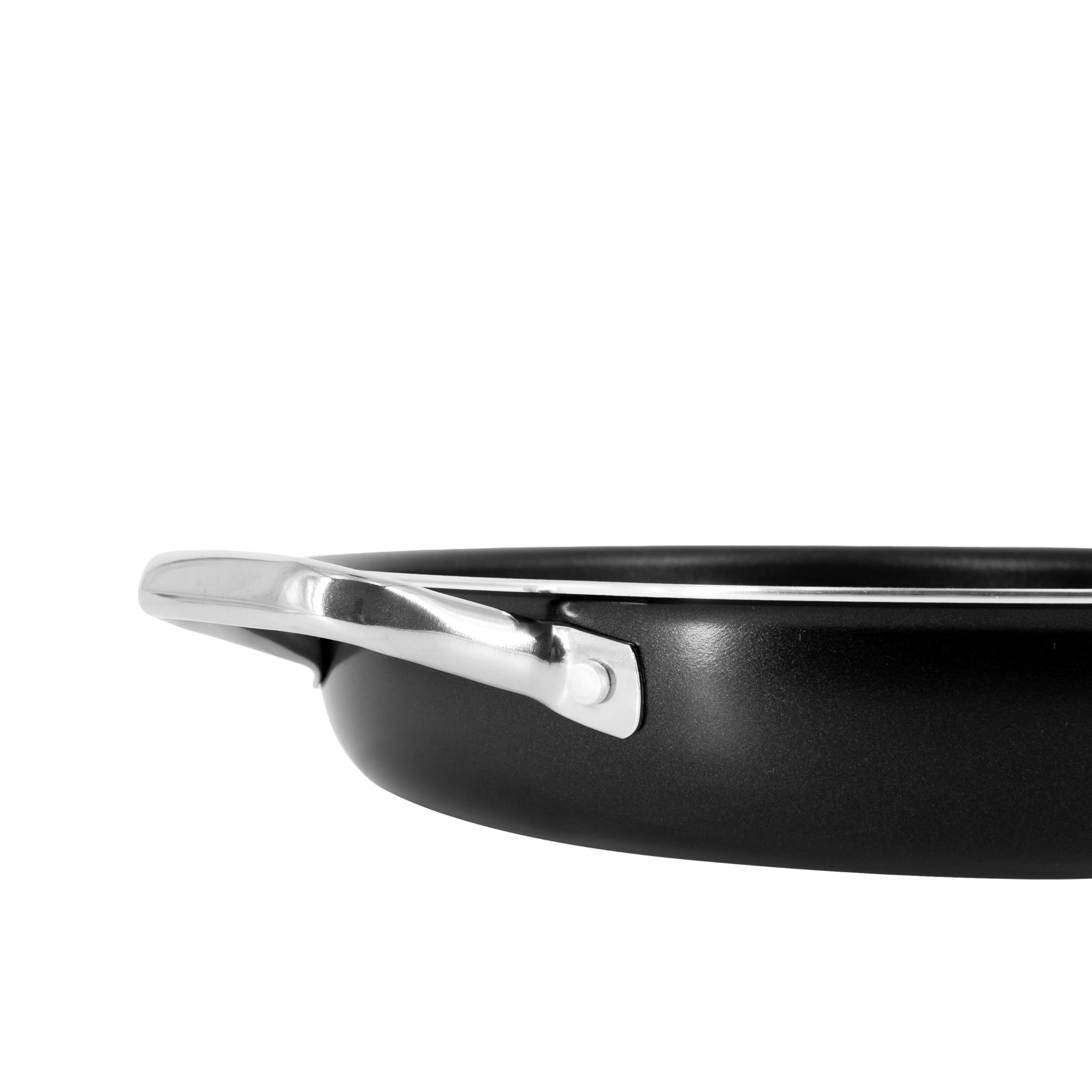 zanetti, Tegame antiaderente cm 32 Spessore 2.5 mm Adatta a tutti piano di cottura incluso Induzione Manici Acciao Interno color Nero Esterno Nero