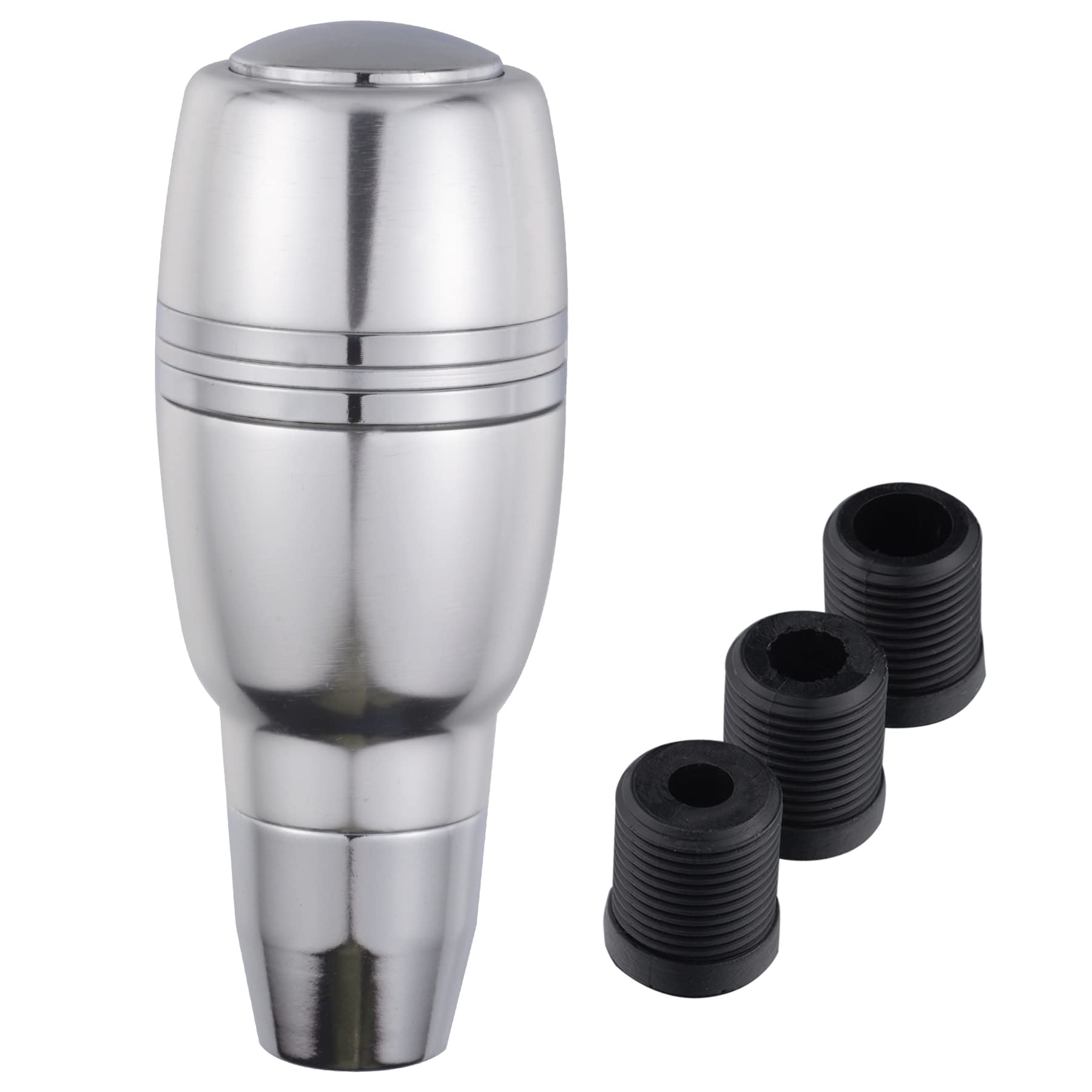 Padaodao Shifter Stick Knob, Aluminum Shift Lever Head with Button Fit for Most Automotive Transmission, Silver
