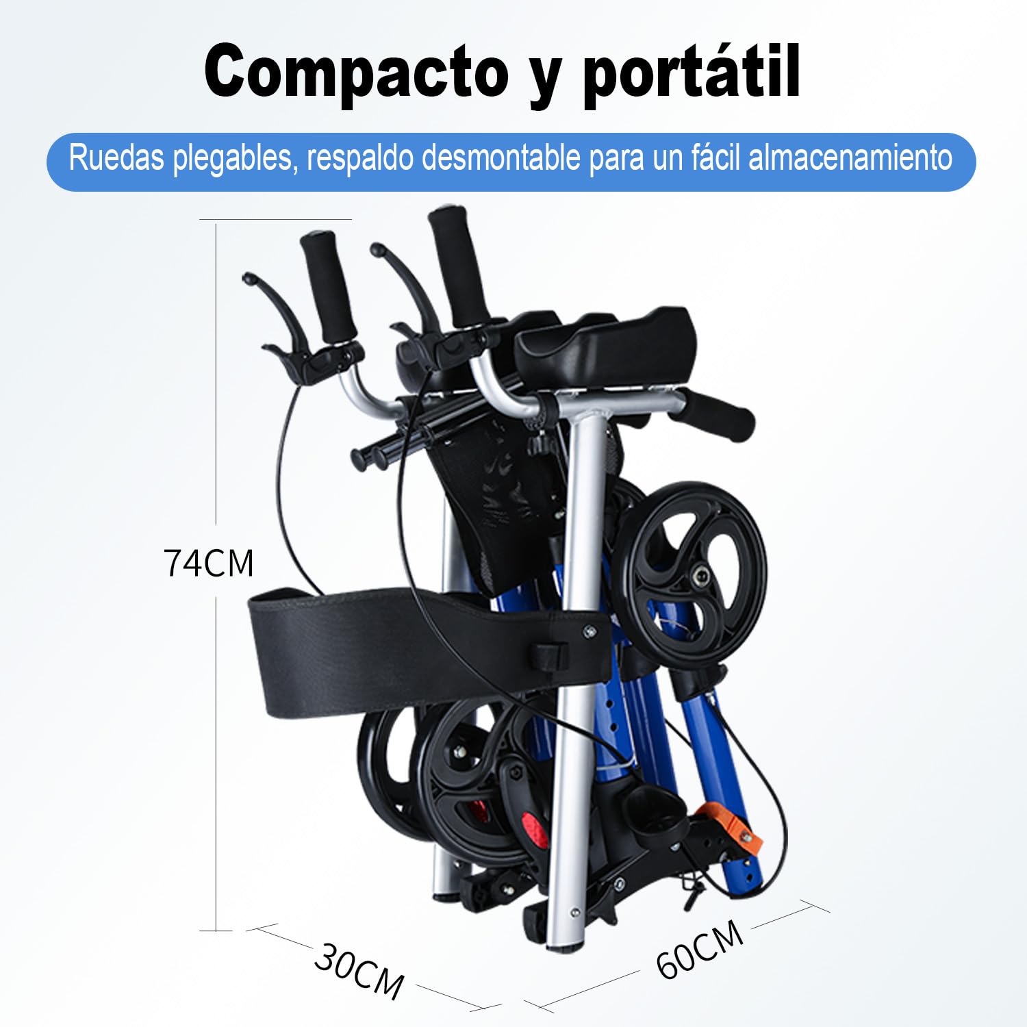 R2 Andador ligero y plegable de aluminio con apoyo ajustable para antebrazos, soporta hasta 150KG, un auxiliar ideal para personas mayores